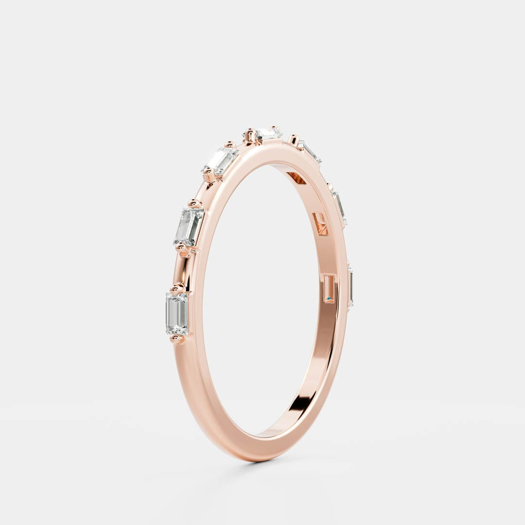 East West Half Eternity- 0.65 CT Baguette Moissanite Wedding Band
