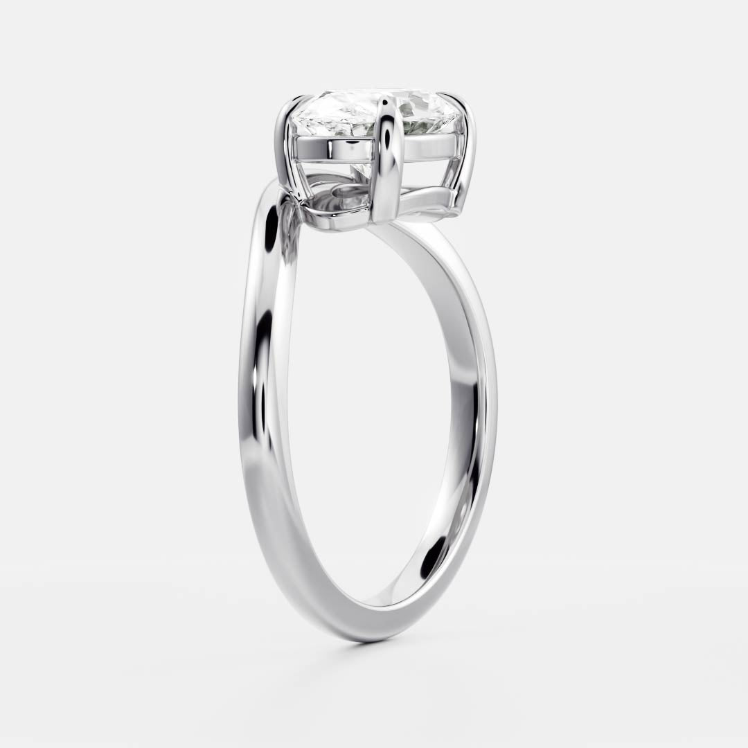 East West Solitaire Curved Shank-Oval Lab Grown Diamond Engagement Ring