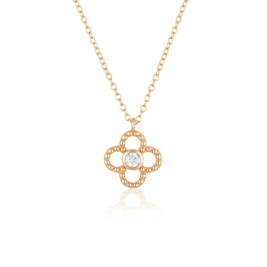 Elegant 0.2 TCW Round Lab-Grown Diamond Floral Necklace 2