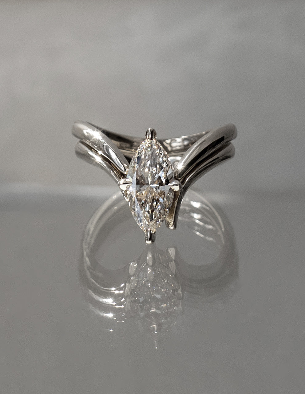 Solitaire Rapture & Pave Band- Oval Lab Grown Diamond Bridal Set