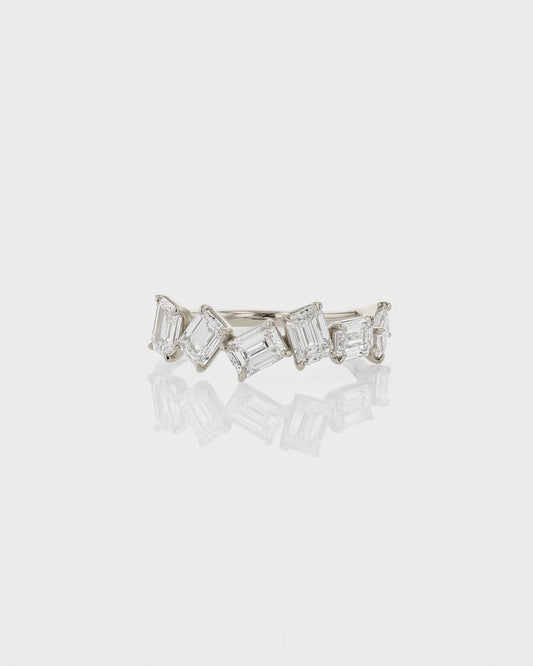 0.70 TCW Emerald Cut Lab Grown Diamond Half Eternity Band 1
