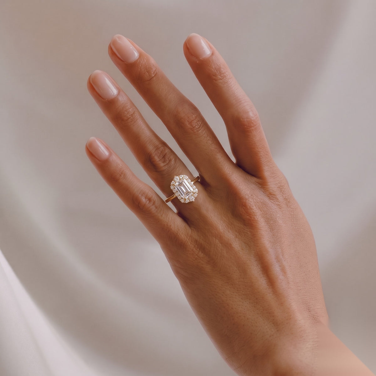 Halo-Emerald Lab Grown Diamond Engagement Ring
