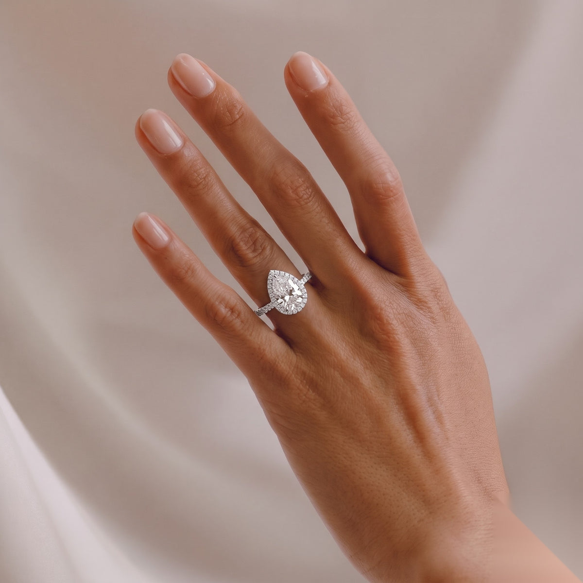 Halo & Pave-Pear Lab Grown Diamond Engagement Ring