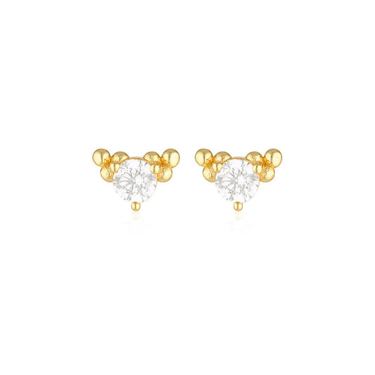 Elegant 0.05 TCW Round Lab-Grown Diamond Stud Earrings in Gold Setting 1