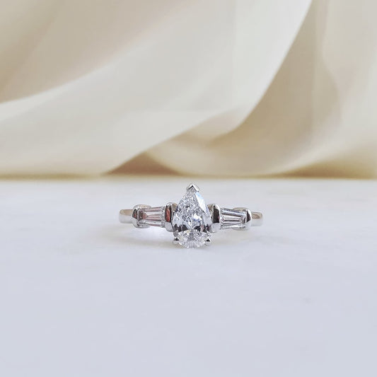 0.50 CT Pear-Cut Lab-Grown Diamond Trio Engagement Ring 1
