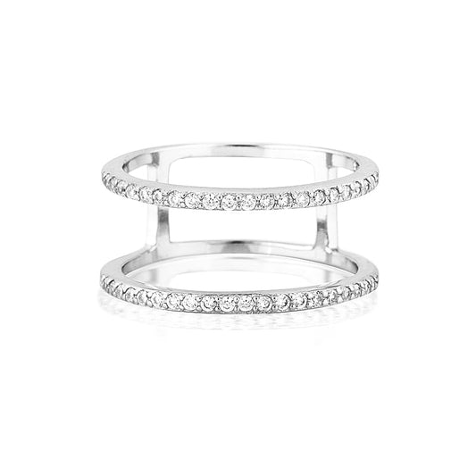 Elegant 0.10 TCW Round Lab-Grown Diamond Double Eternity Wedding Band 1