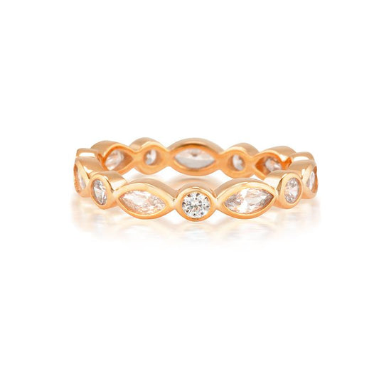 0.25 TCW Round & Marquise Lab-Grown Diamond Eternity Wedding Band in Rose Gold 1