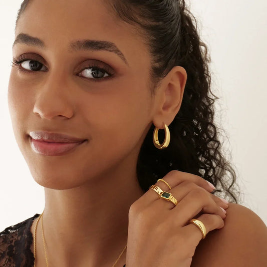 Golden Luxe Bold Hoop Earrings 2