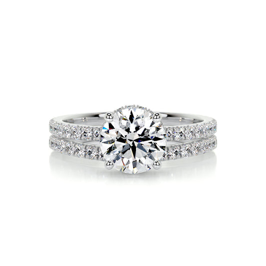 1.25 CT Round  Lab Grown Diamond  Hidden Halo Bridal Ring Set 1