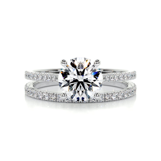 1.50 CT Round Lab Grown Diamond Solitaire Bridal Ring Set in Gold 2