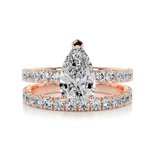 1.50 CT Pear Solitaire CVD F/VS Diamond Bridal Ring Set 10