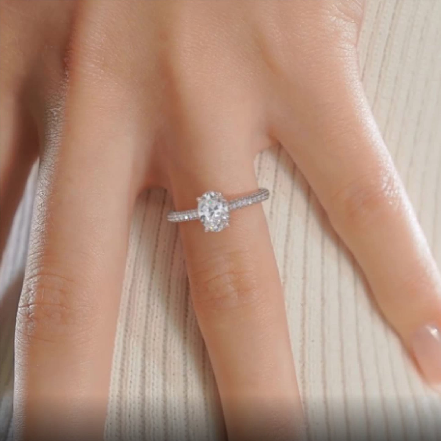 1.20 CT Oval Lab Grown Diamond Triple Pave Gold Engagement Ring 14