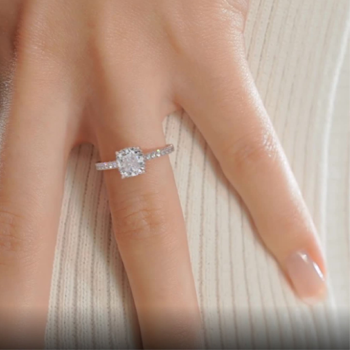 1.50 CT Cushion Cut Lab-Grown Diamond Hidden Halo Engagement Ring 12