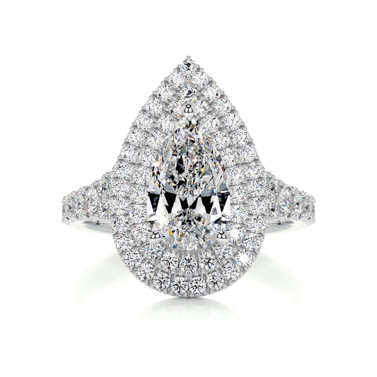 1.0 CT Pear-Shaped Lab Grown Diamond Double Halo Engagement Ring 1
