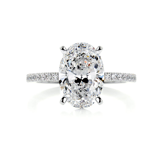 3.0 CT Oval Cut Lab Grown Diamond Pave Engagement Ring 1
