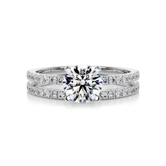 1.0 CT Round Lab-Grown Diamond Pave Bridal Set - Exquisite Elegance 1