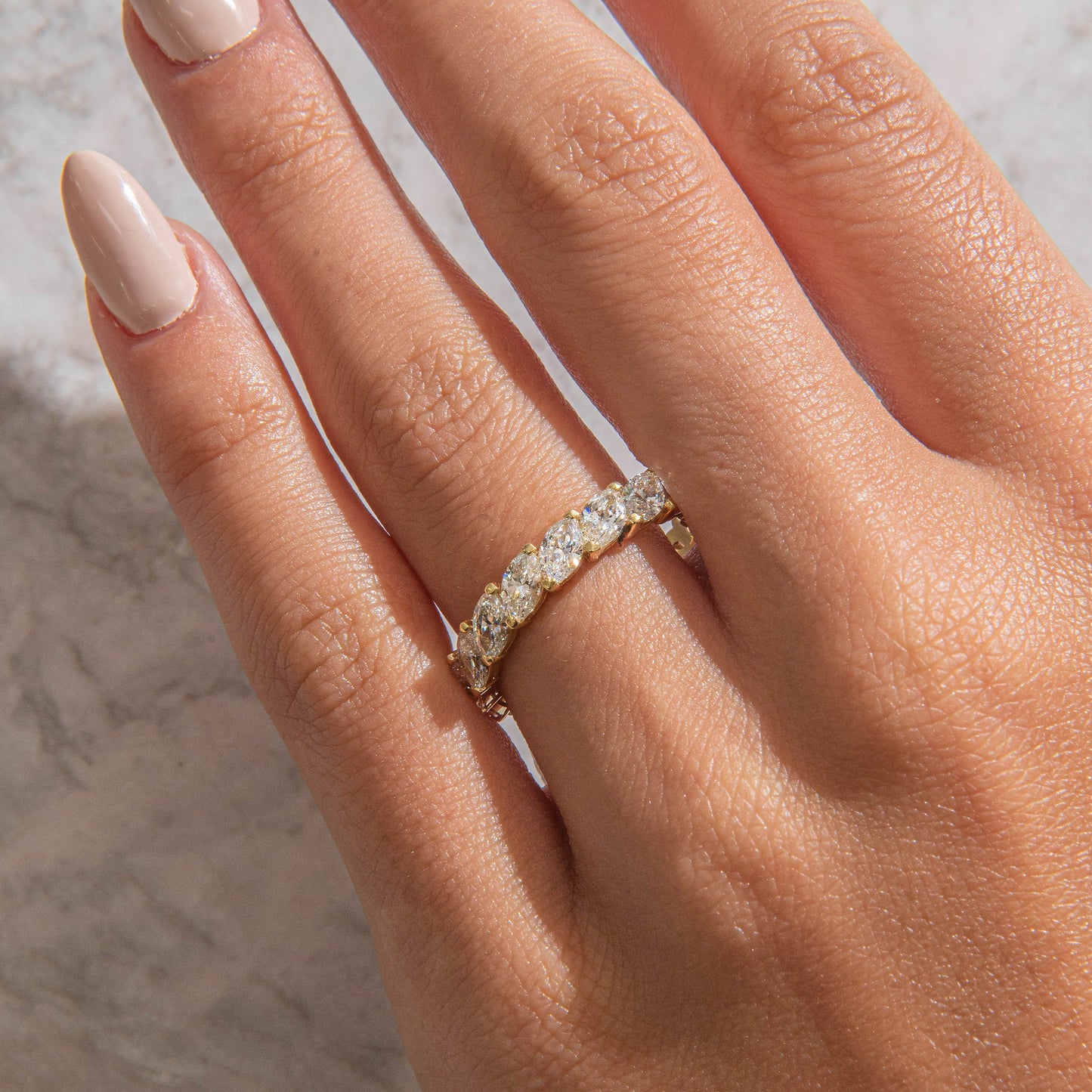 Curved- 0.25 CT Marquise Lab Grown Diamond Wedding Band