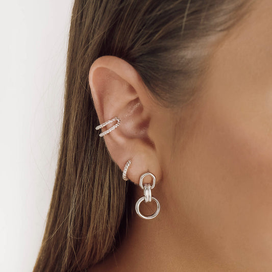 Elegant Silver Double Hoop Earrings 2