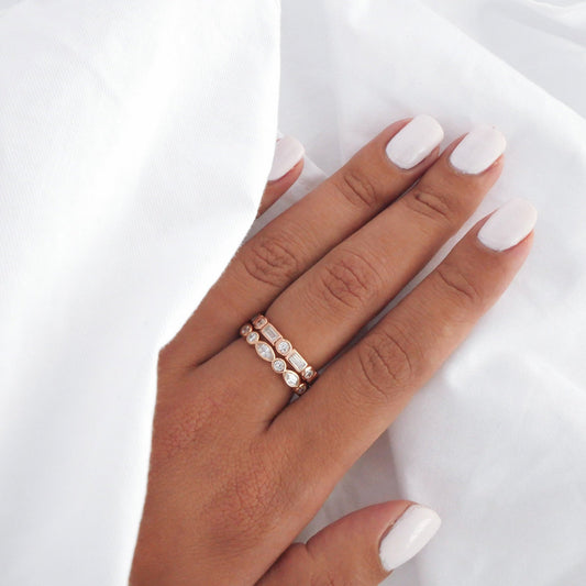 0.25 TCW Round & Marquise Lab-Grown Diamond Eternity Wedding Band in Rose Gold 2