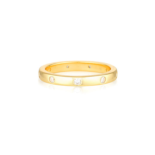 Gold Flush Setting Wedding Band with 0.10 TCW Round Lab-Grown Diamonds 1