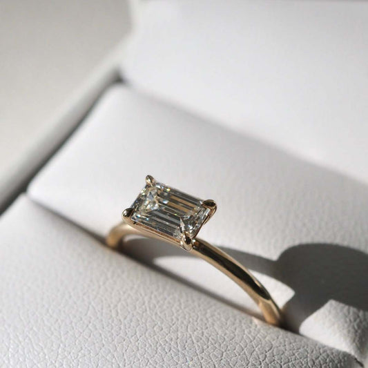 2.0 CT Emerald Lab Grown Diamond East-West Solitaire Engagement Ring 2