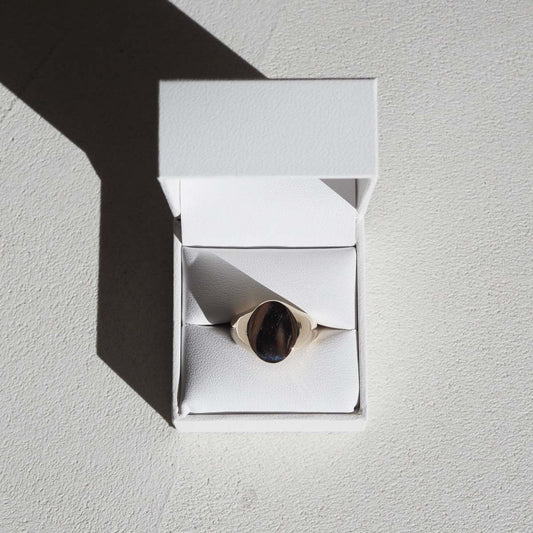 Elegant Oval Signet Ring in Polished Gold 1