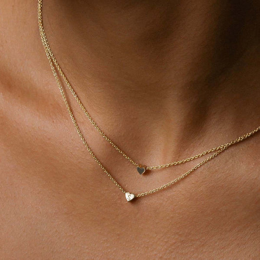 Delicate Heart Charm Gold Necklace 2