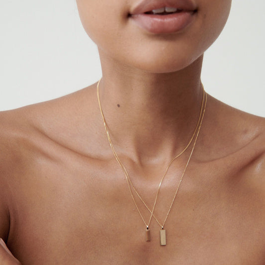 Elegant Engravable Gold Bar Pendant Necklace 1