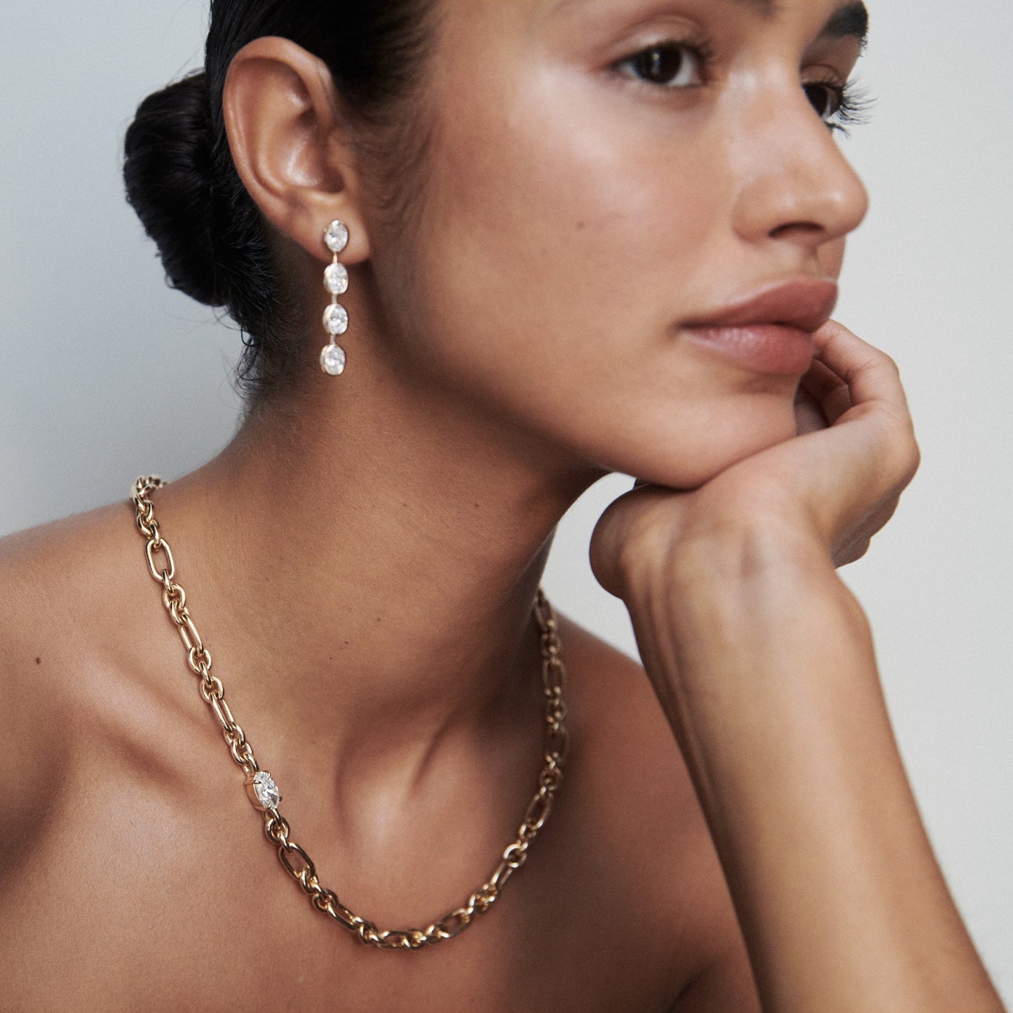 2.0 CT Oval Lab Grown Diamond Solitaire Bold Link Chain Necklace 7