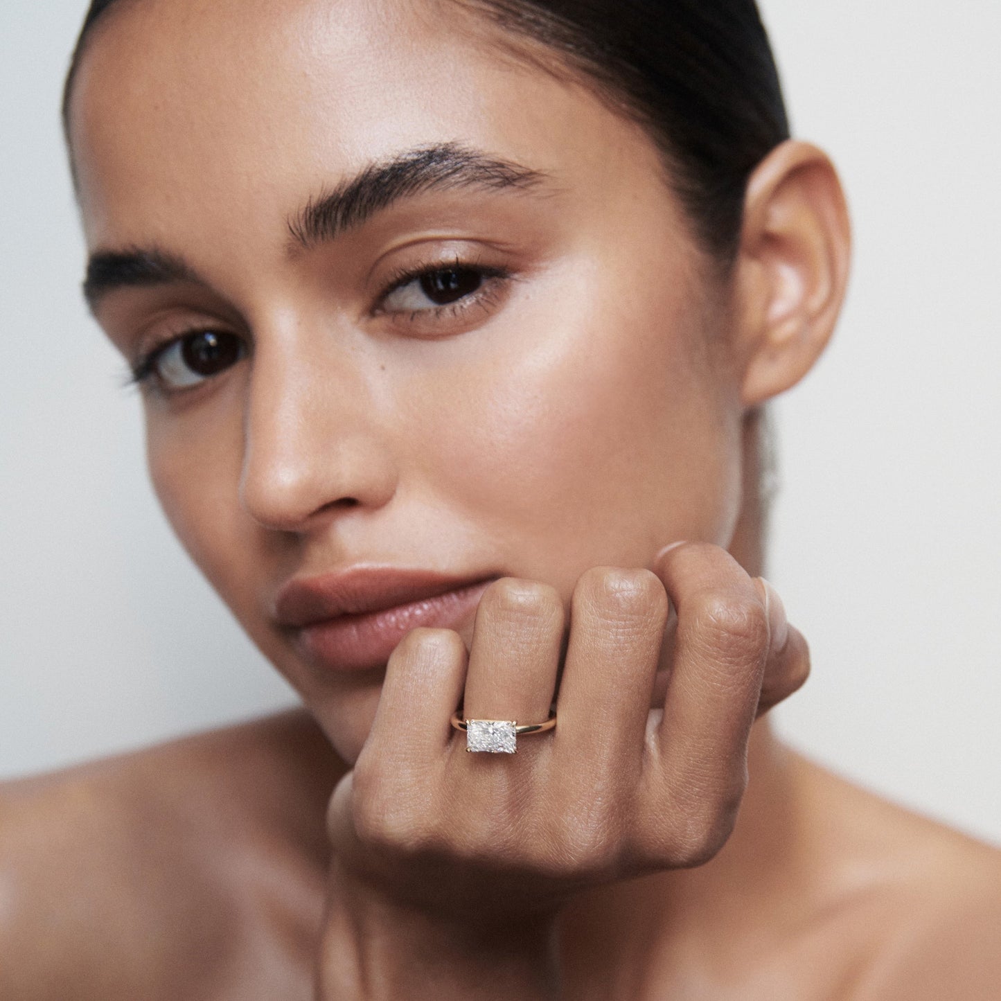 Solitaire-Radiant East West Lab Grown Diamond Engagement Ring