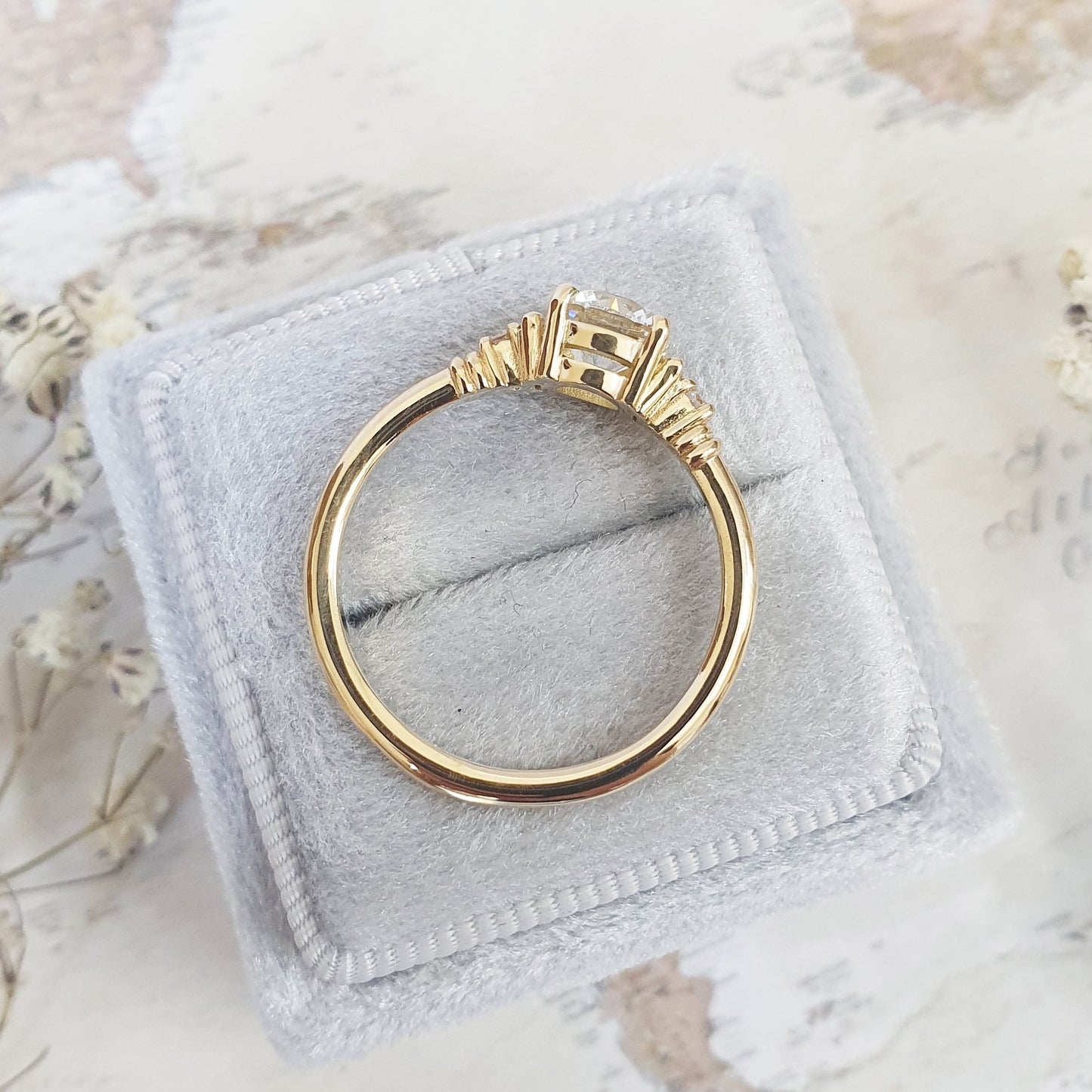 1 CT Round Lab-Grown Diamond Cluster Engagement Ring 5