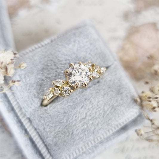 0.85 CT Round Lab-Grown Diamond Cluster Engagement Ring 2