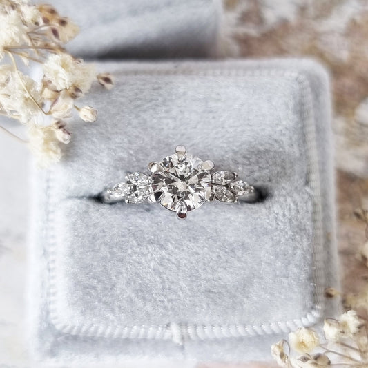 1 CT Round Lab-Grown Diamond Cluster Engagement Ring 1