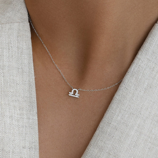 Elegant 0.20 TCW Round Lab-Grown Diamond Libra Pendant Necklace 2