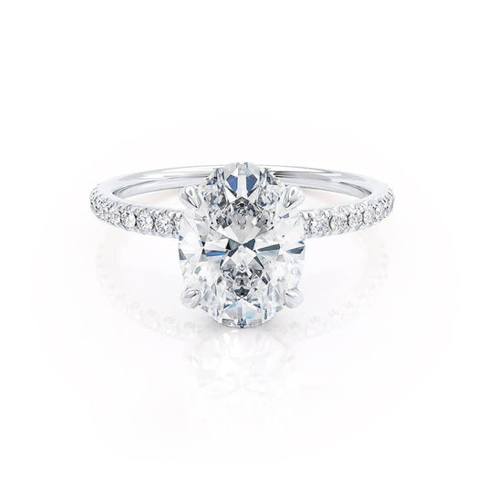1.50 CT Oval Lab Grown Diamond Hidden Halo Engagement Ring In Elegant Setting 1