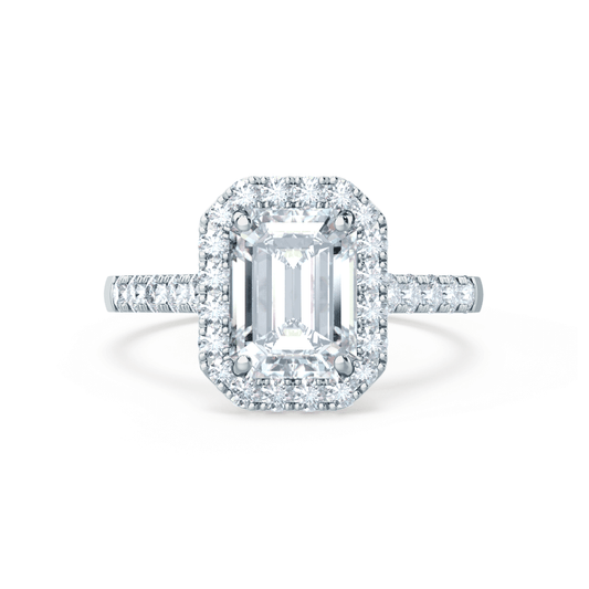1.01 CT Emerald-Cut Lab Grown Diamond Halo & Pave Engagement Ring 2