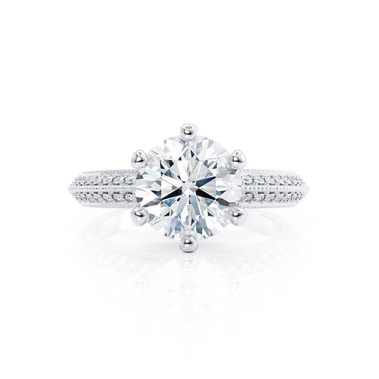 1.20 CT Round Lab Grown Diamond Engagement Ring With Pave Setting 2