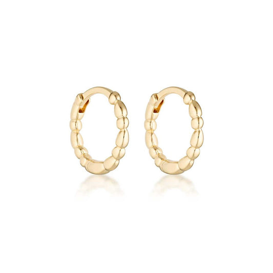 Radiant Gold Beaded Hoop Huggie Earrings 1