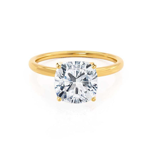 2.0 CT Cushion-Cut Lab-Grown Diamond Solitaire Gold Engagement Ring 1