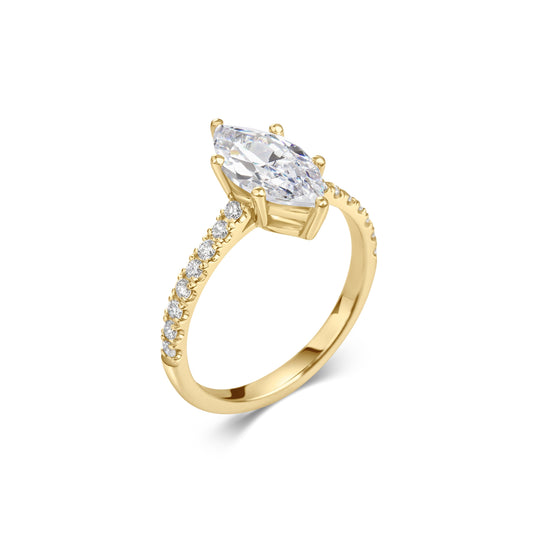 2 CT Marquise Lab-Grown Diamond Pave Engagement Ring in Gold 2