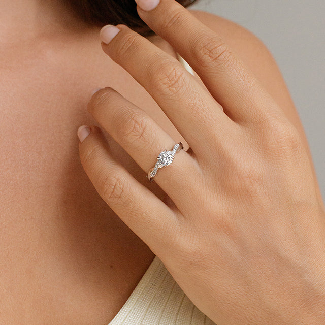 Criss Cross & Pave-Round Lab Grown Diamond Engagement Ring