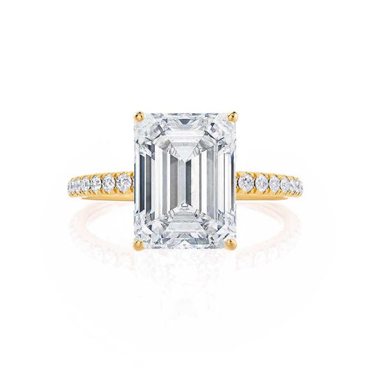 1.20 CT Emerald Cut Lab-Grown Diamond Pave Engagement Ring 2