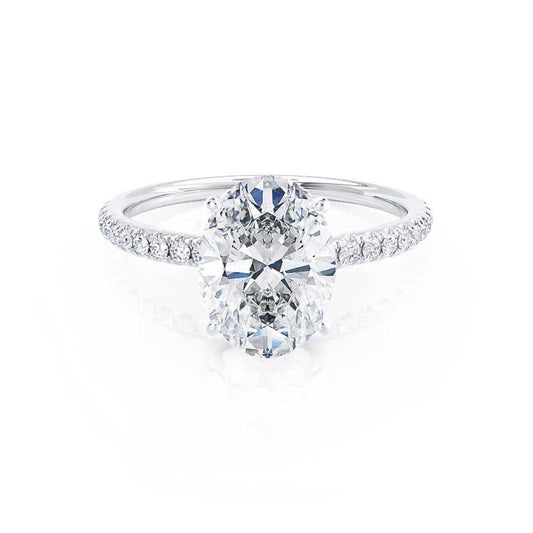 0.90 CT Oval Lab-Grown Diamond Pave Setting Engagement Ring 2
