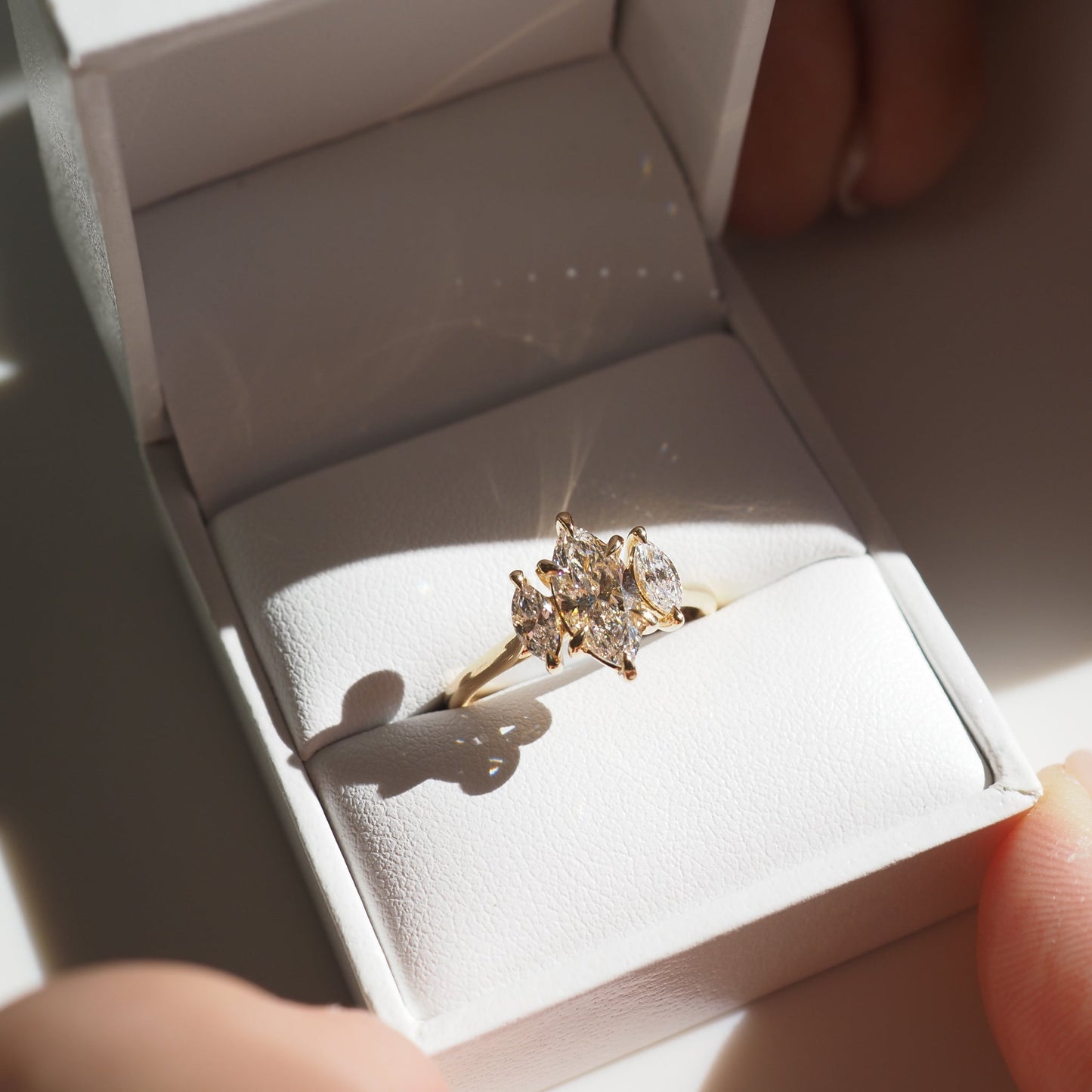 Three Stone-Marquise Lab Grown Diamond Engagement Ring