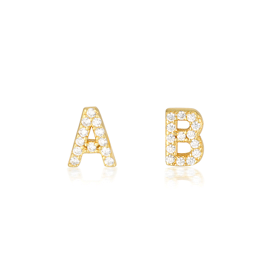 0.05 TCW Round Lab-Grown Diamond Alphabet Initial Stud Earrings 1