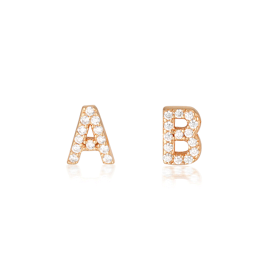 Radiant 0.05 TCW Round Lab-Grown Diamond Initial Stud Earrings 1