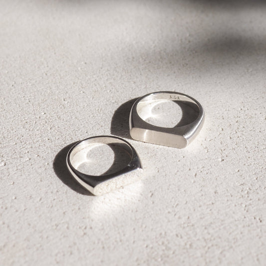 Modern Silver Flat Top Wedding Band Duo 1
