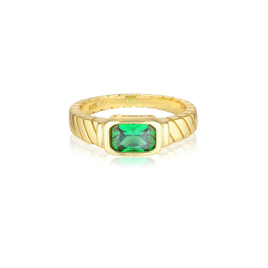 0.70 CT Emerald Cut Green Lab-Made Diamond Wedding Band 1