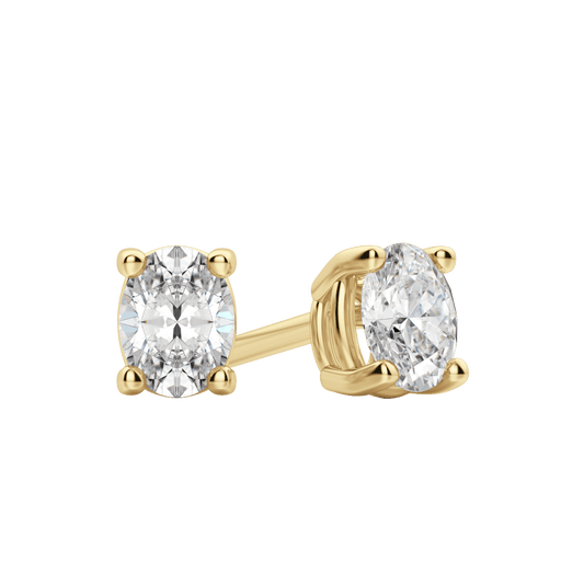 2.0 TCW Dazzling Oval Lab-Grown Diamond Stud Earrings in Gold Setting 1