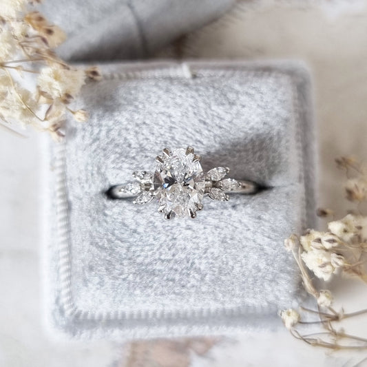1.2 CT Oval Lab-Grown Diamond Cluster Engagement Ring 1